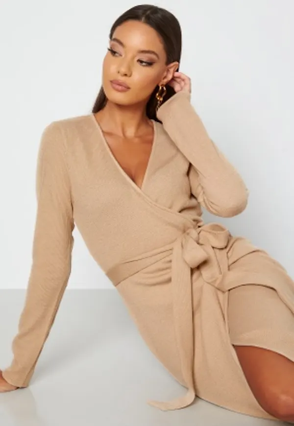 BUBBLEROOM Tasha fine knitted dress Light beige L