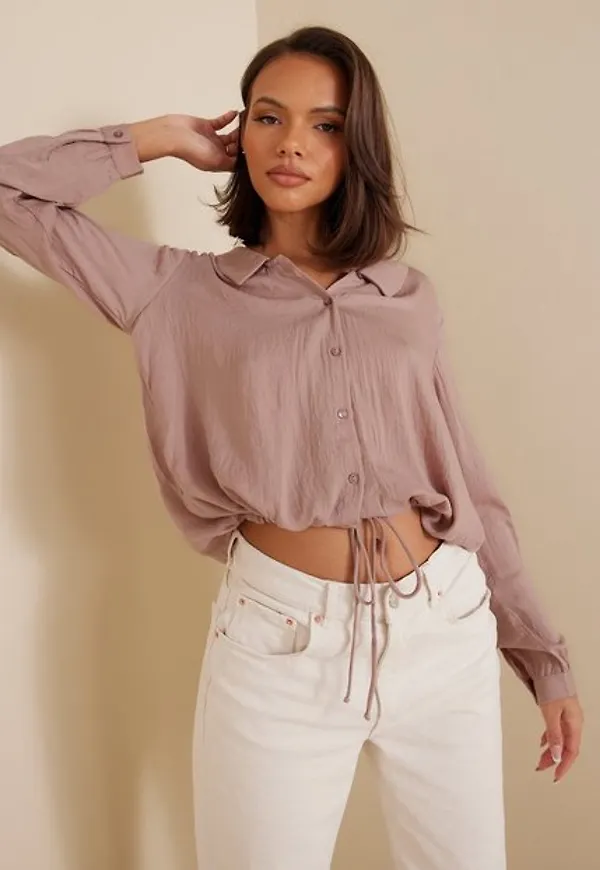 Pieces Pchaline Ls Tie Shirt Bc Skjortor Fawn