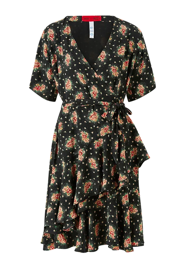 Whyred - Omlottklänning Danica Blossomy Dress - Svart