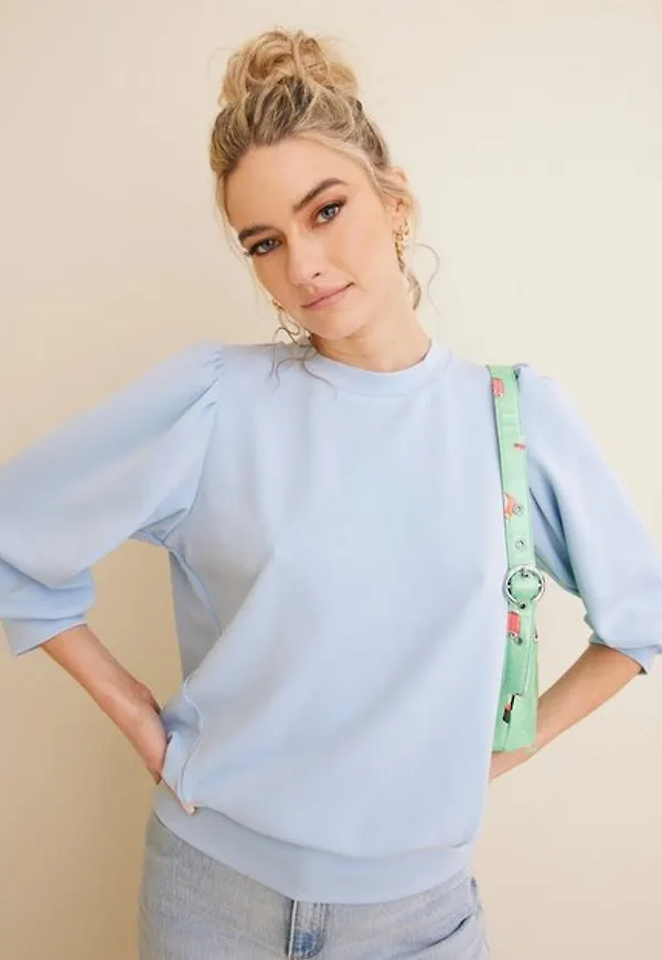 Selected Femme Slftenny 3/4 Sweat Top Noos Sweatshirts Cashmere Blue