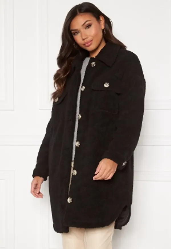 JDY Stella Teddy Shirt Jacket Black M