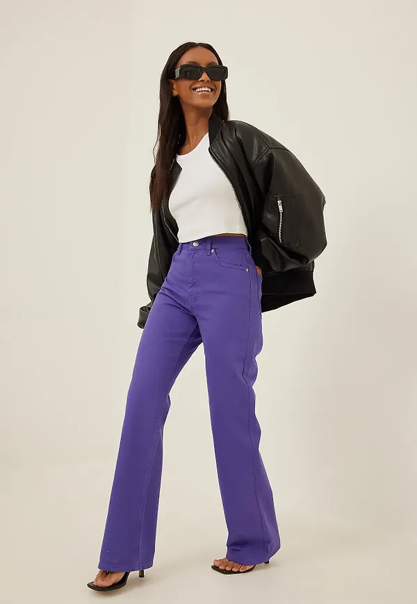 NA-KD Trend Ekologiska relaxed fullängdsjeans - Purple