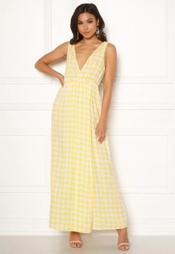 Ivyrevel Maxi Dress With Slit Yellow Pepita Print 38