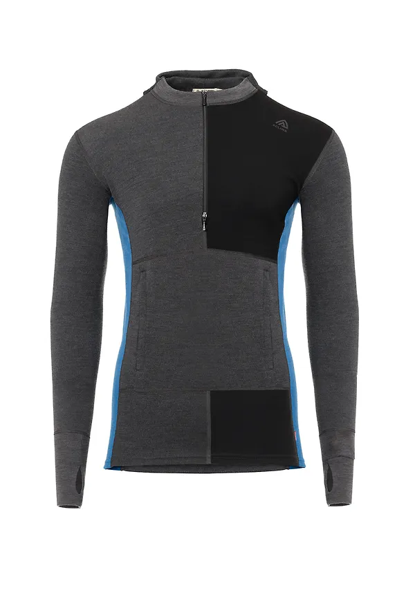 Aclima Men's WarmWool Hoodsweater with Zip Marengo/Jet Black/Corsair