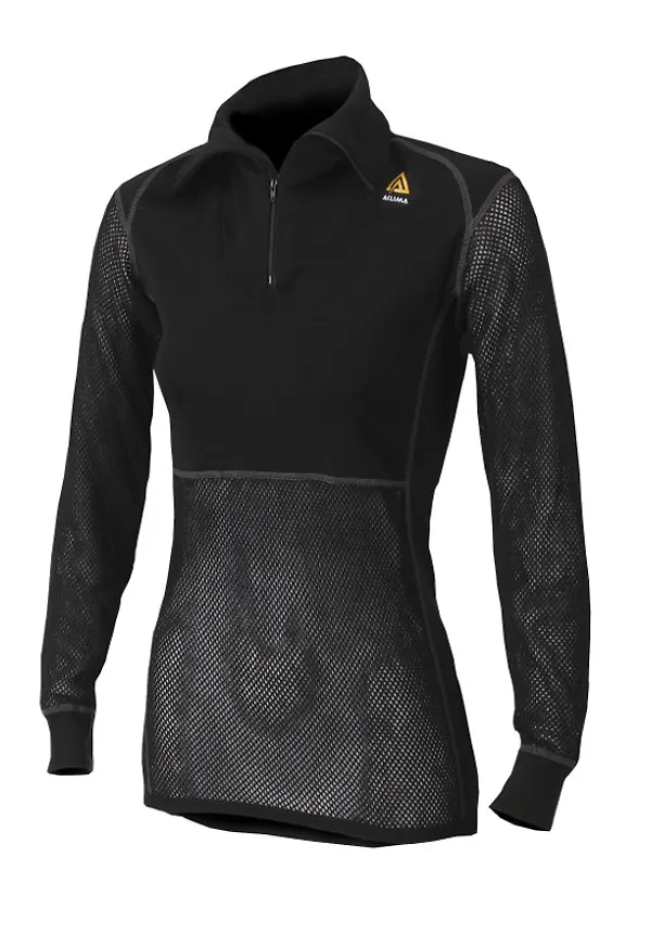 Aclima WoolNet Polo With Zip Woman Jet Black