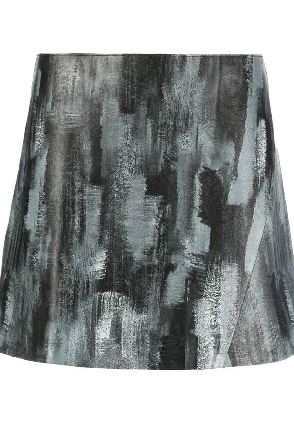 Acne Studios abstract-print leather mini skirt - Svart