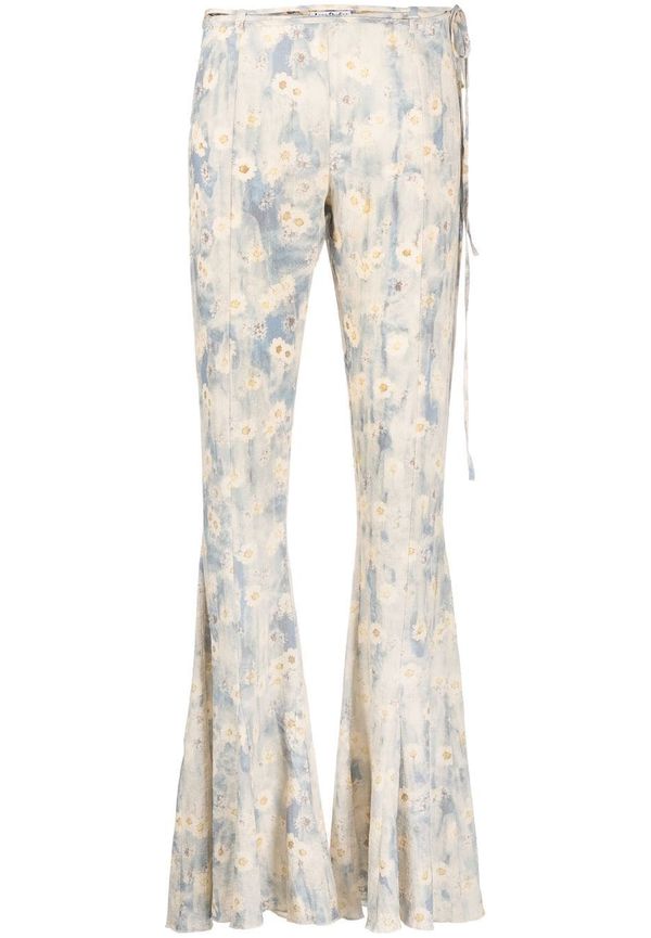 Acne Studios blommiga utsvängda byxor - Neutral