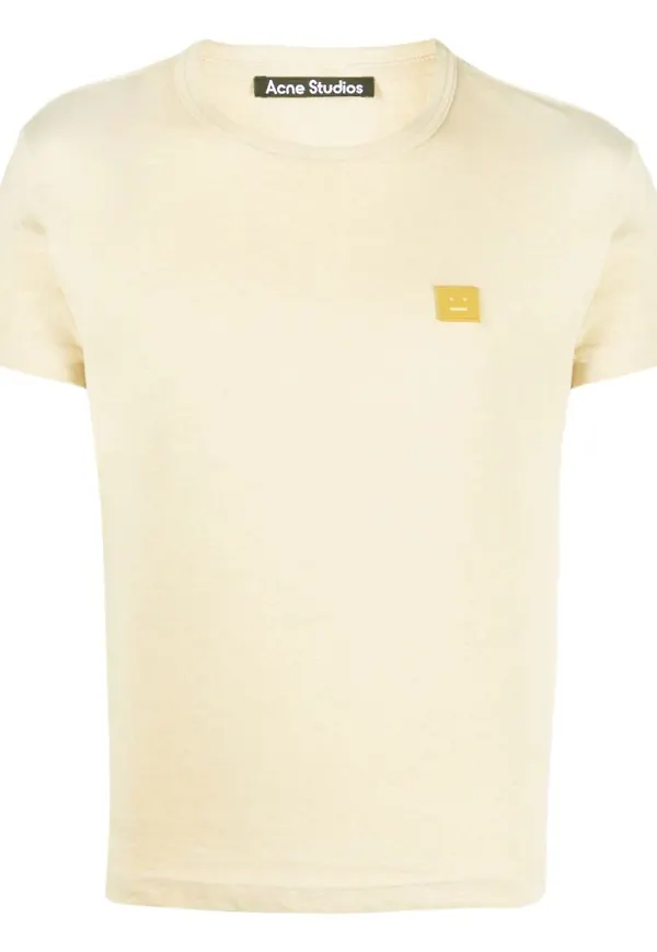 Acne Studios bomulls-t-shirt med ansikte - Gul