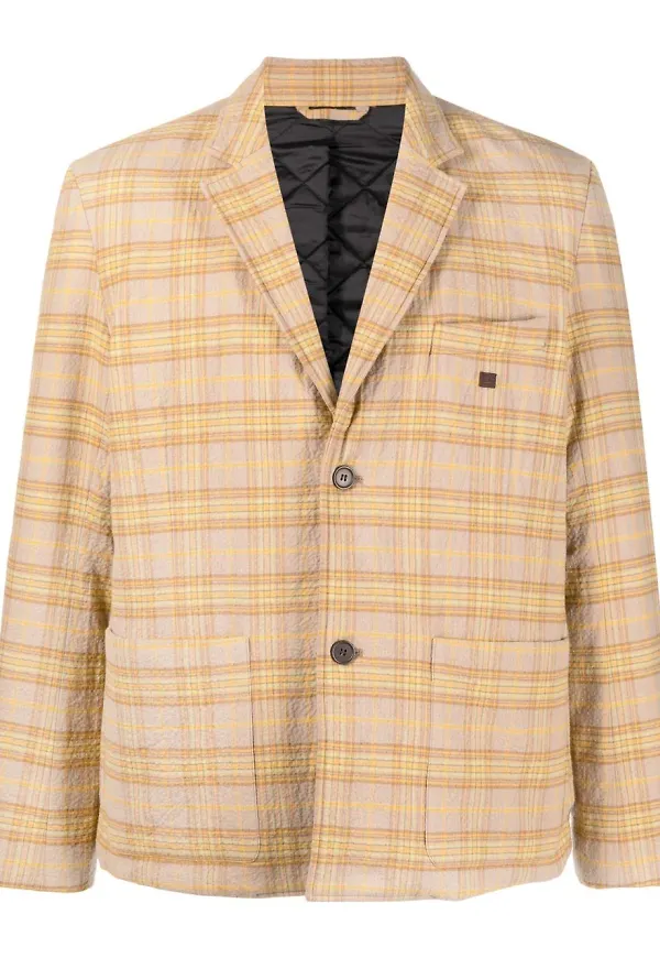 Acne Studios check-pattern stretch-cotton blazer - Brun