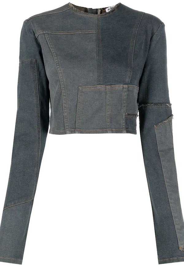 Acne Studios croptop med franskant - Blå