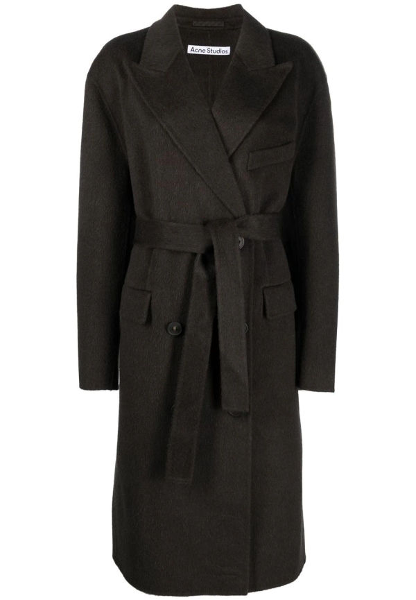 Acne Studios dubbelknäppt kappa med bälte - Grå