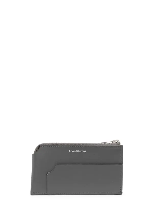 Acne Studios engraved-logo leather cardholder - Grå