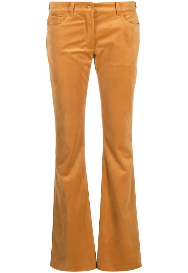 Acne Studios faux-suede flared trousers - Gul