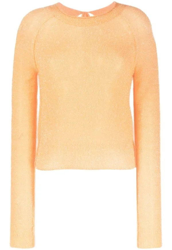 Acne Studios finstickad tröja med knytning baktill - Orange