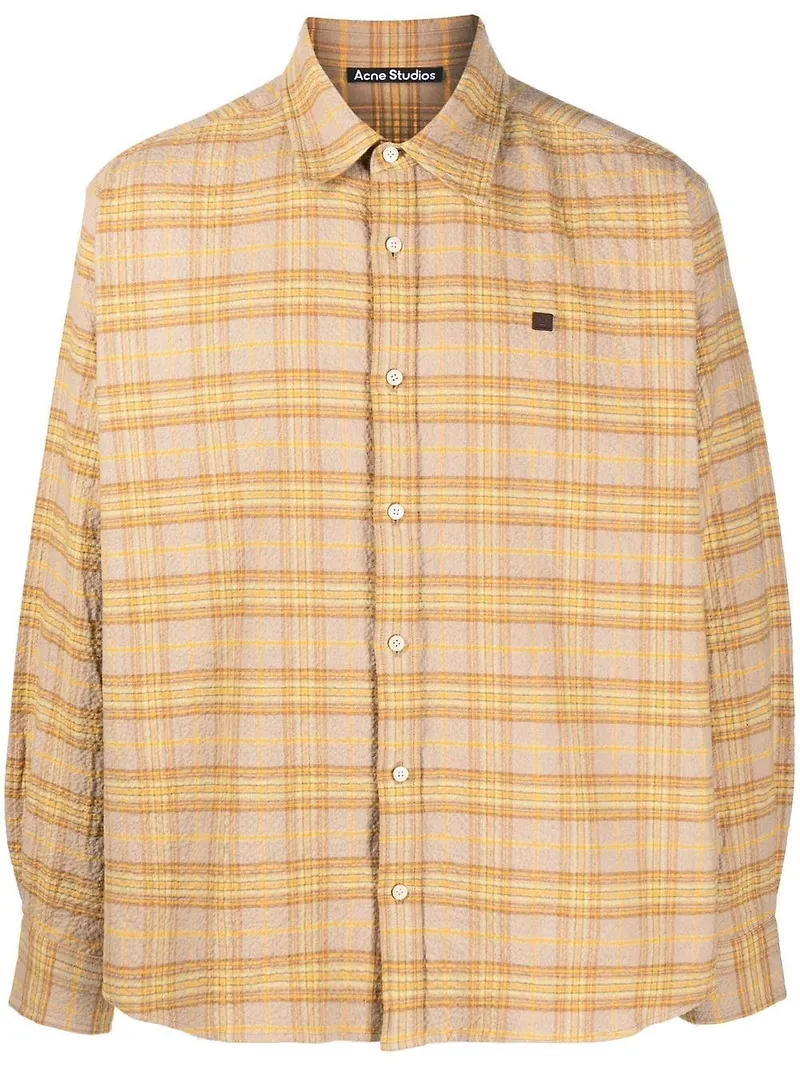 Acne Studios flanellskjorta med logotypmärke - Gul