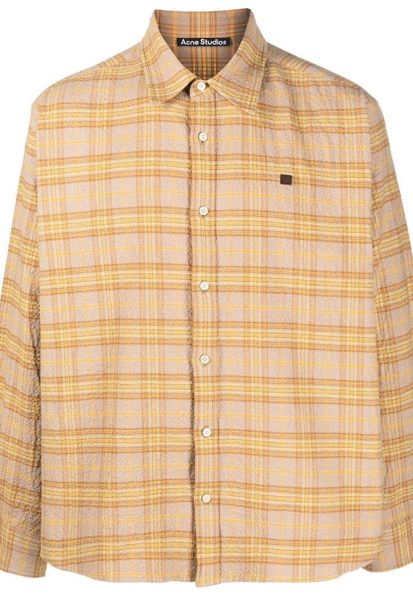 Acne Studios flanellskjorta med logotypmärke - Gul