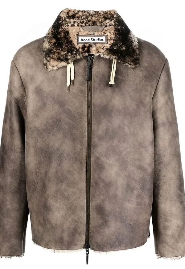 Acne Studios fårskinnsjacka med dragkedja - Brun