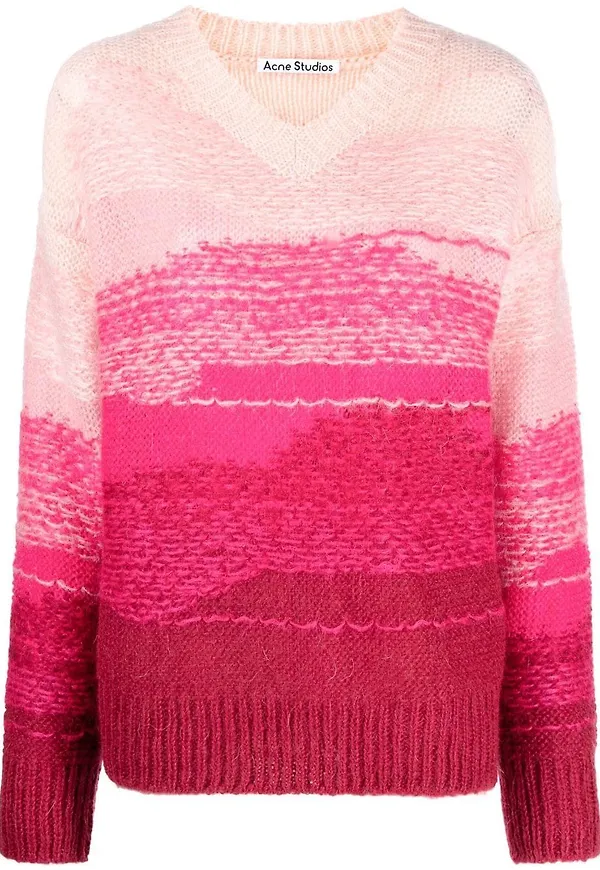 Acne Studios grovstickad v-ringad tröja - Rosa