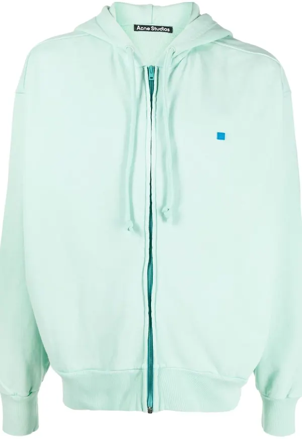 Acne Studios hoodie med dragkedja - Grön