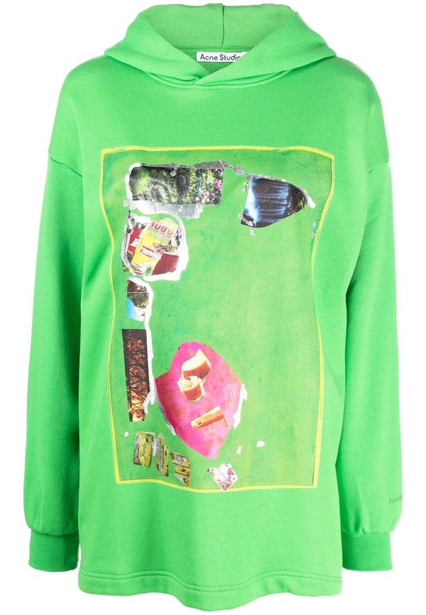 Acne Studios hoodie med tryck - Grön