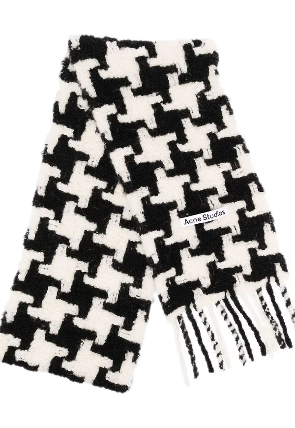 Acne Studios hundtandsmönstrad stickad halsduk - Vit
