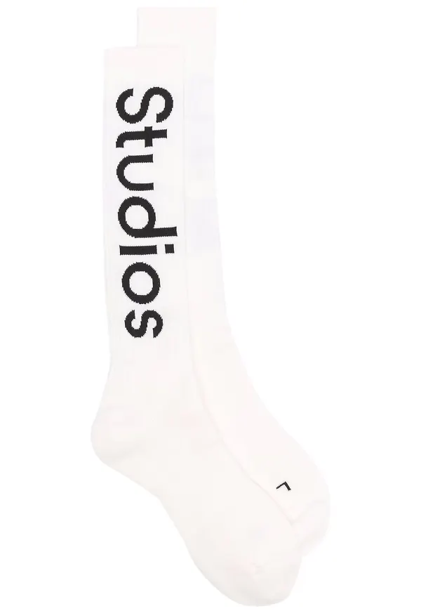 Acne Studios intarsiastickade ankelstrumpor - Vit