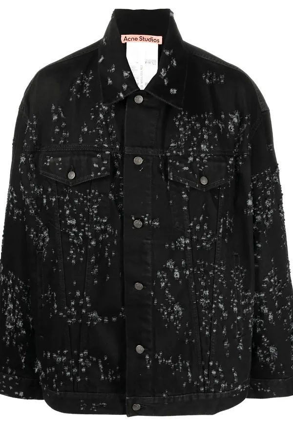 Acne Studios jeansjacka med sliten effekt - Svart