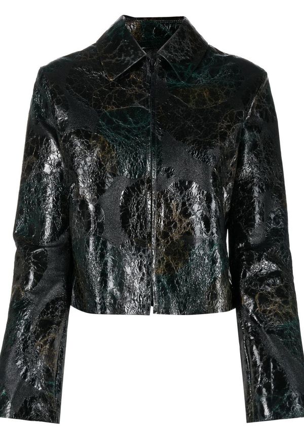 Acne Studios kort jacka med sprucken effekt - Grön