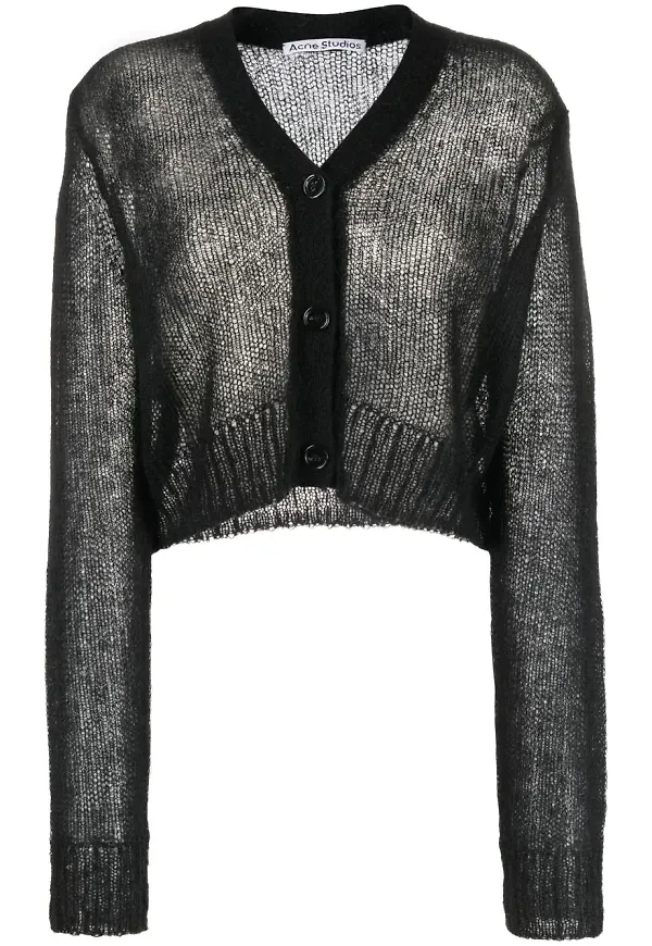 Acne Studios kort kofta i mohair och ull - Svart