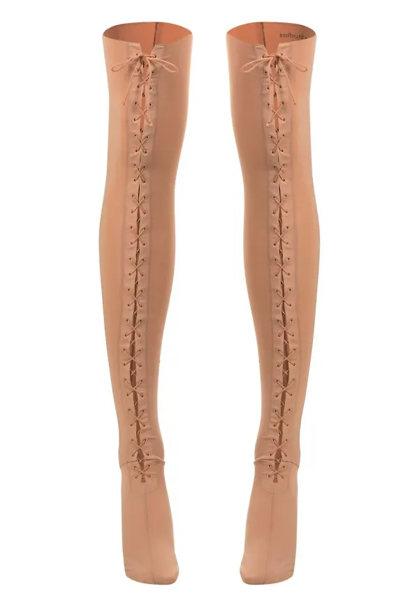 Acne Studios lace-up thigh-high socks - Neutral