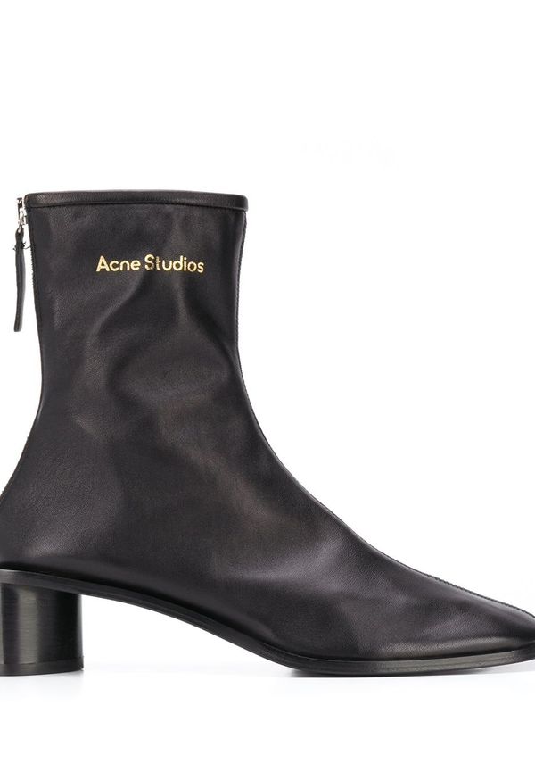 Acne Studios läderstövlar med logotyp - Svart