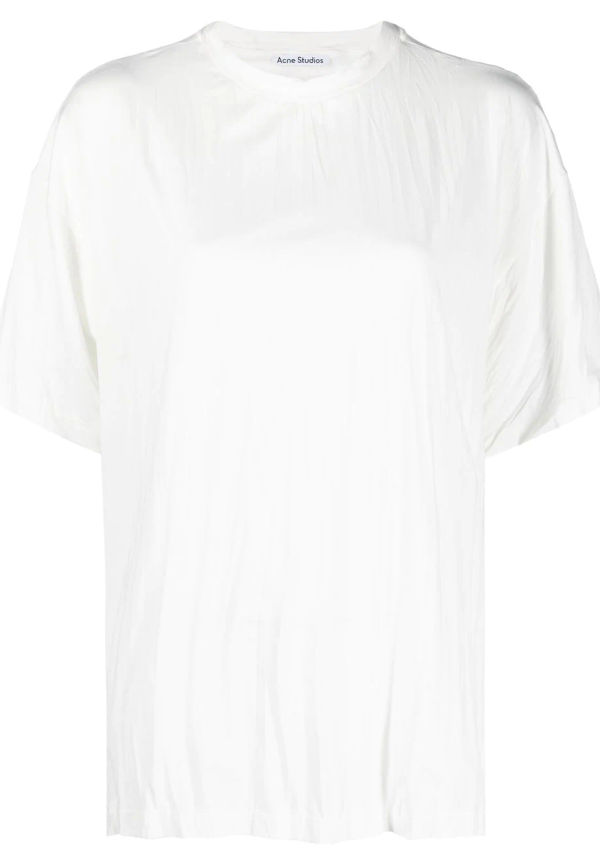 Acne Studios plisserad t-shirt med rundad hals - Vit