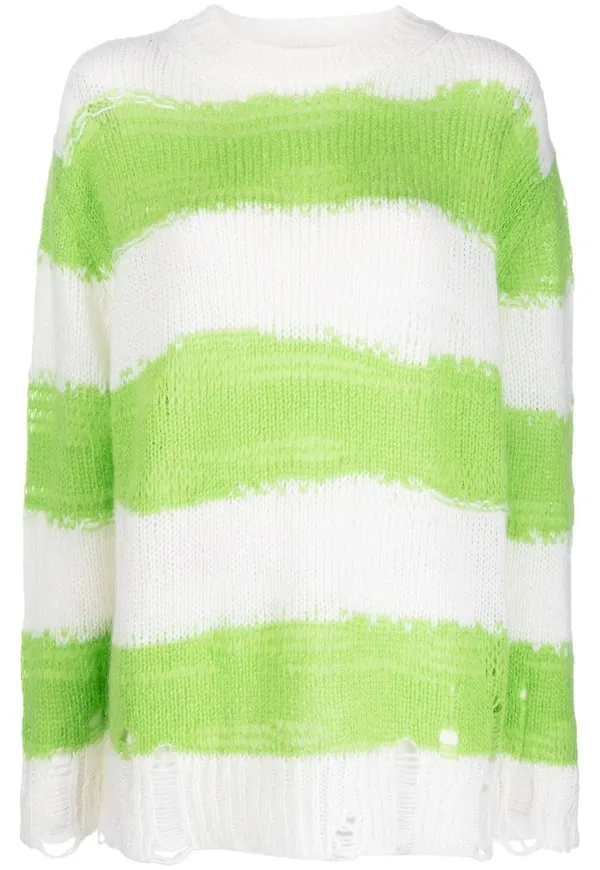 Acne Studios randig stickad tröja - Grön