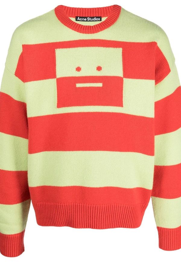 Acne Studios randig tröja med ansiktsmotiv - Grön