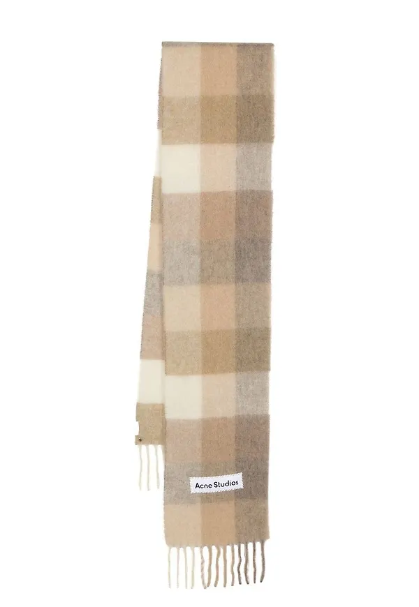 Acne Studios rutig stickad halsduk - Vit