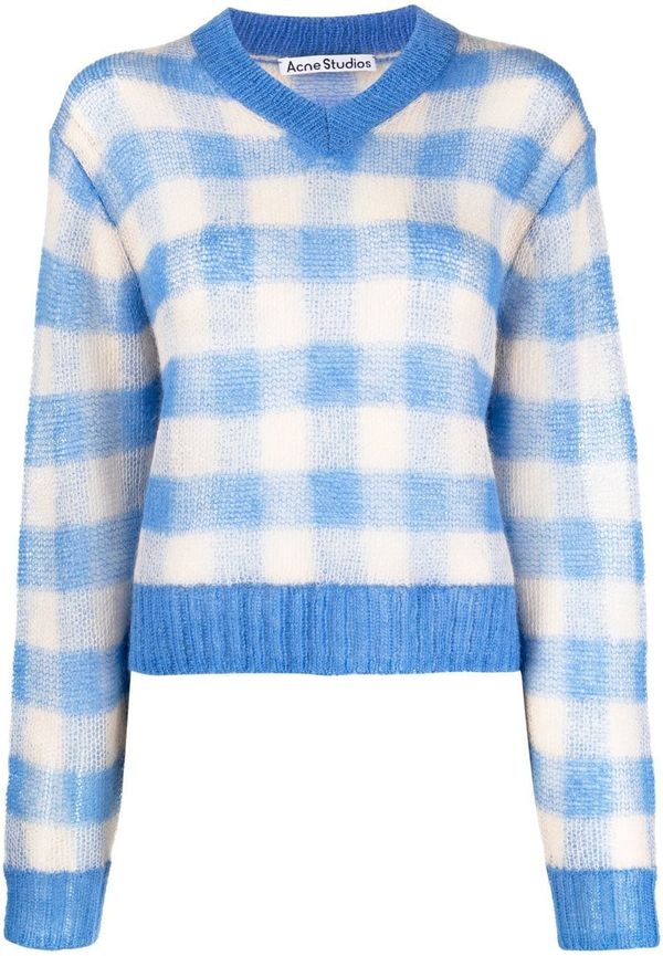 Acne Studios rutig v-ringad tröja - Blå