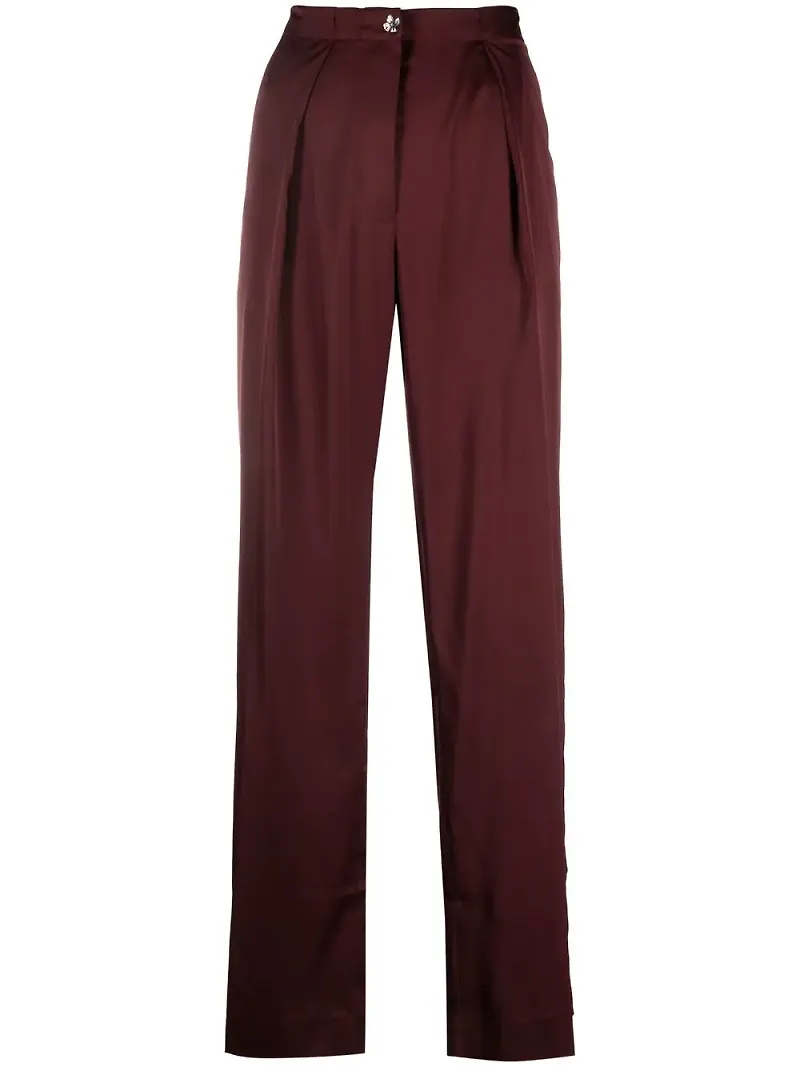 Acne Studios sidenbyxor med hög midja - Röd