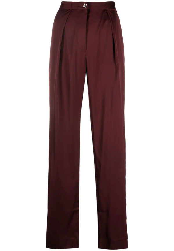 Acne Studios sidenbyxor med hög midja - Röd