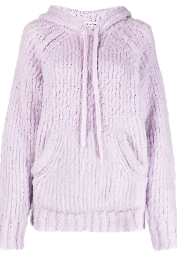 Acne Studios stickad fluffig hoodie - Lila