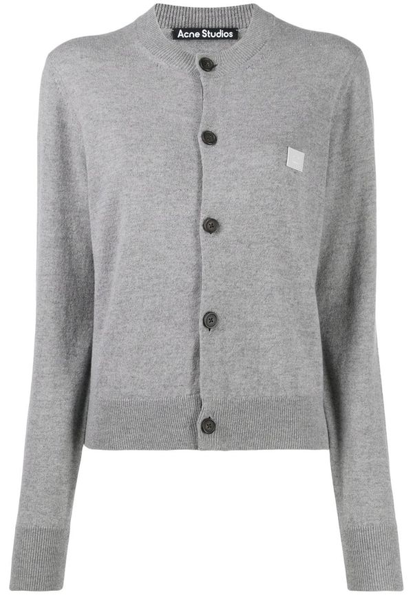 Acne Studios stickad kofta med rundad hals - Grå