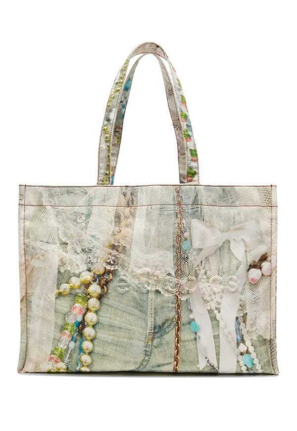 Acne Studios totebag med spetskant - Grön