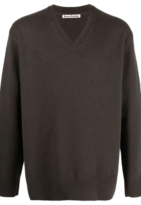 Acne Studios v-ringad stickad tröja - Brun