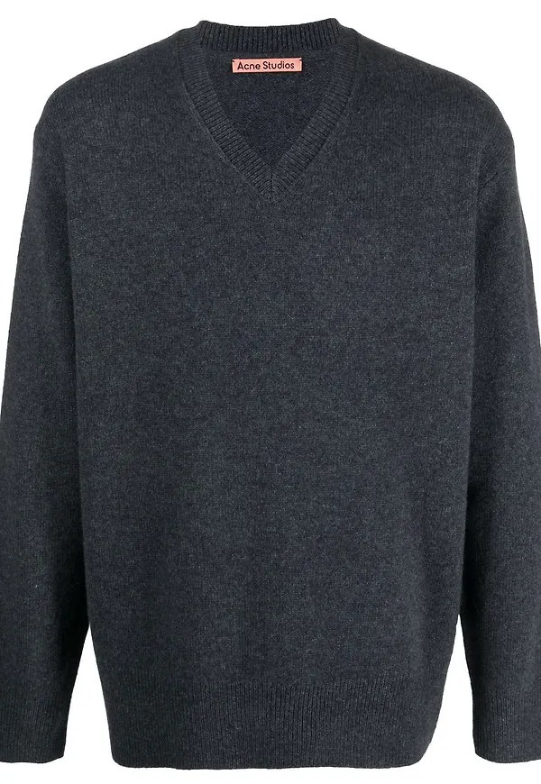 Acne Studios v-ringad stickad tröja - Svart