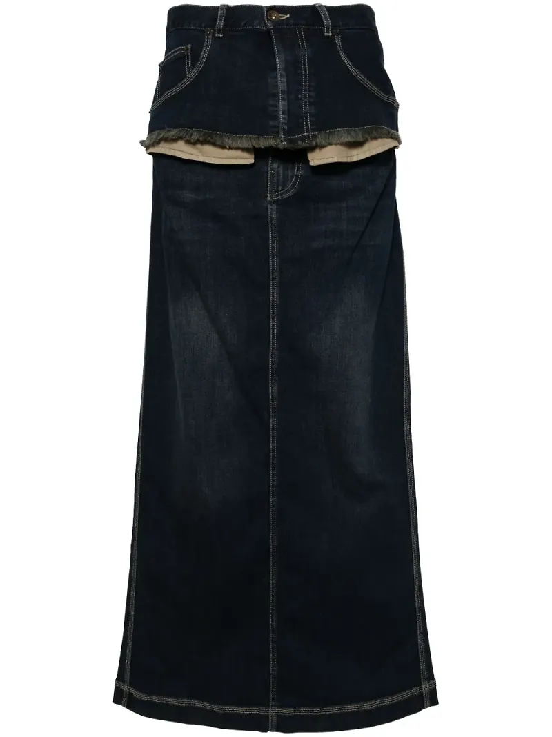 ACT Nº1 jeanskjol med lagerdesign - Blå