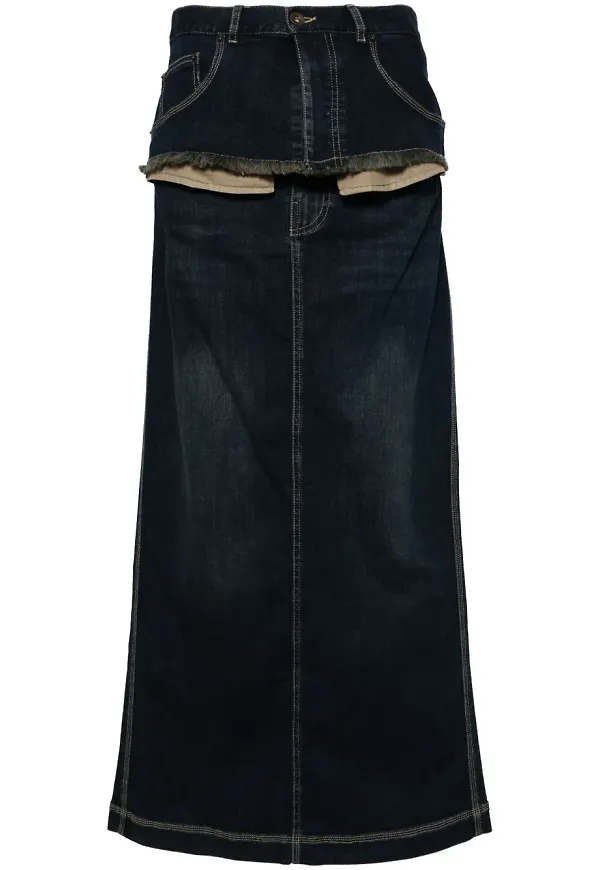 ACT Nº1 jeanskjol med lagerdesign - Blå