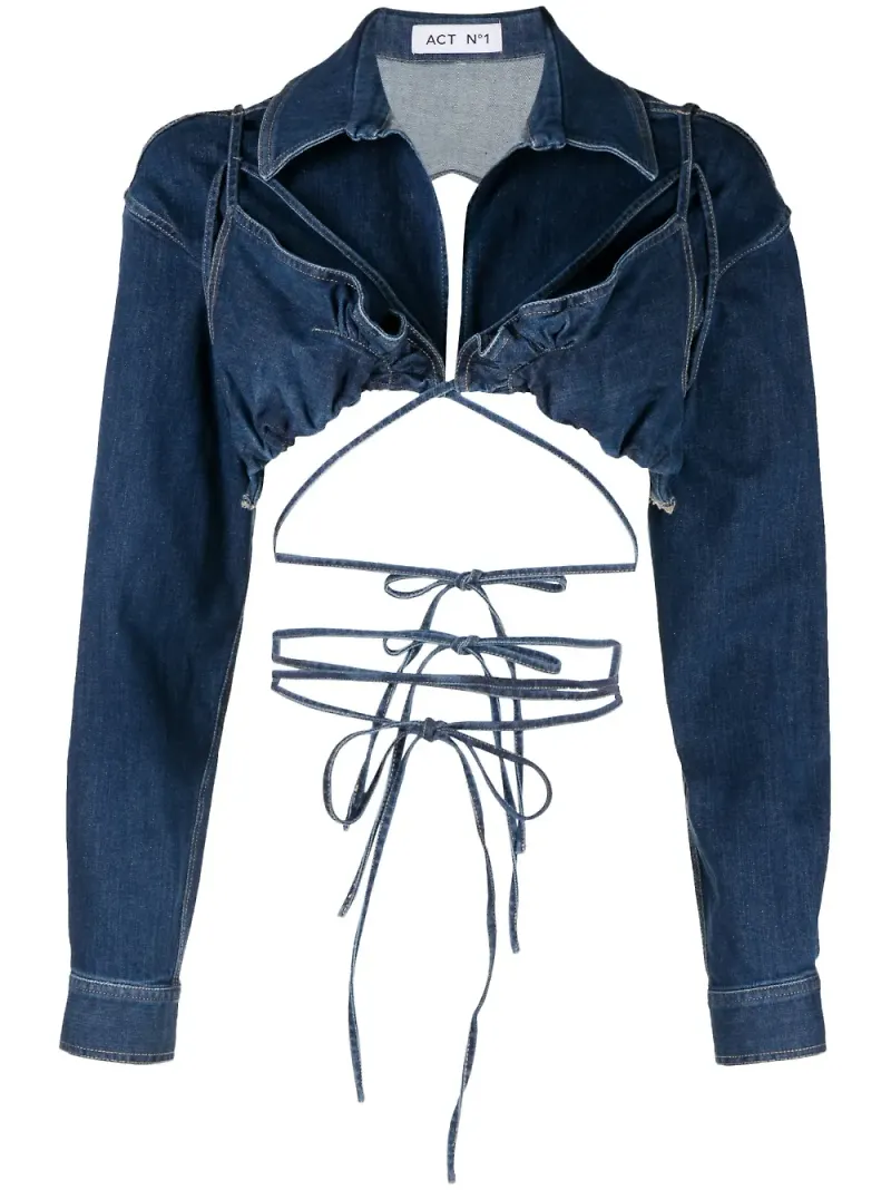 ACT Nº1 kort jeansblus - Blå