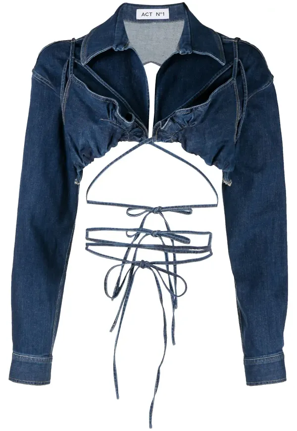 ACT Nº1 kort jeansblus - Blå