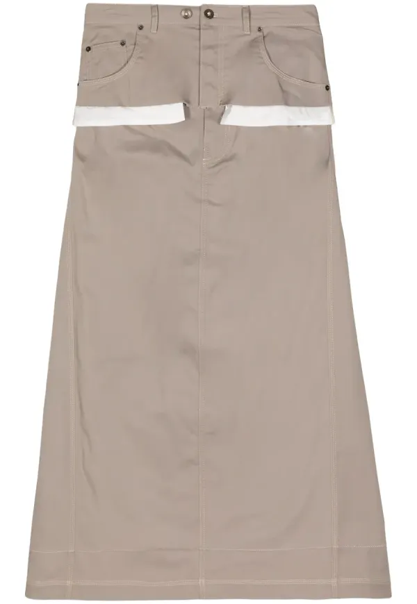 ACT Nº1 midikjol med lagerdesign - Neutral