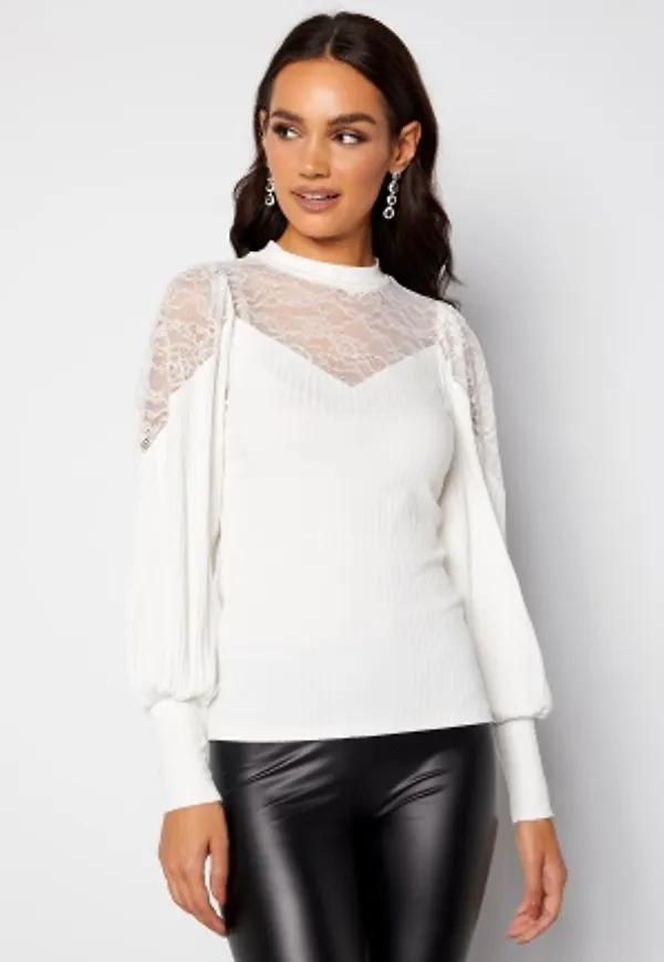 Happy Holly Nathalie lace puff top White 40/42