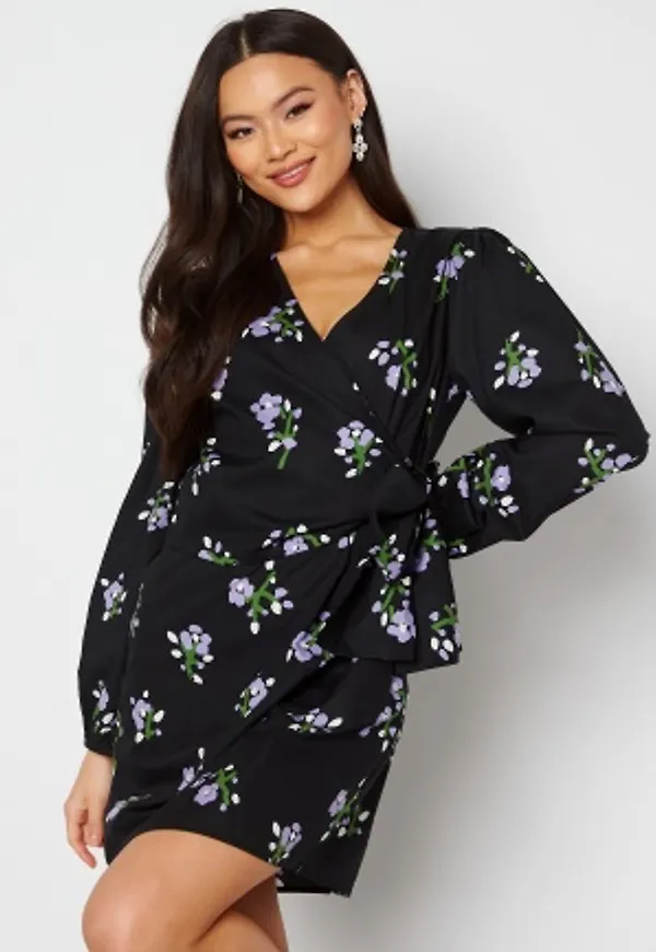 Object Collectors Item Zenia L/S Short Dress Black Artichoke/orch 34